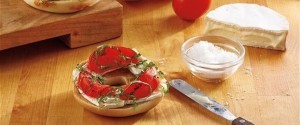 Smoked tomato, basil and brie bagel