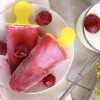 Homemade cherry ice cream popsicle with yogurt