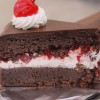 CHocolate cake with ice cream and cherry filling